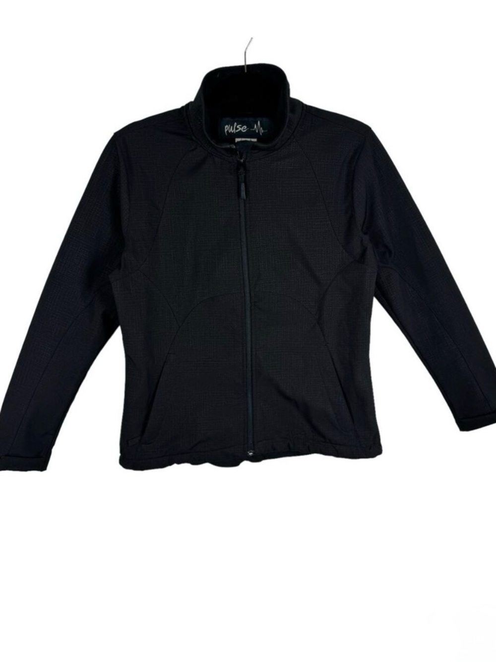 Pulse Black Full Zip Lined Mock Neck Jacket Zippered Pockets Size S